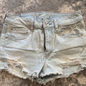 American Eagle Outfitters Blue Distressed Jean Shorts